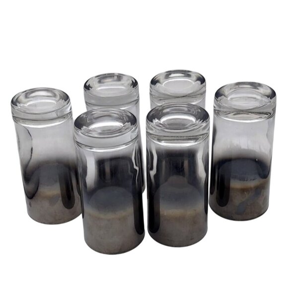 Vintage MCM Silver Mercury Fade Highball Tom Collins Tumblers Ombre Set Of 6 - Picture 3 of 6